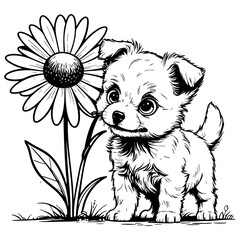 Puppy and Big Flower