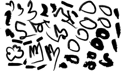 Set of abstract brush stroke elements vector illustratio