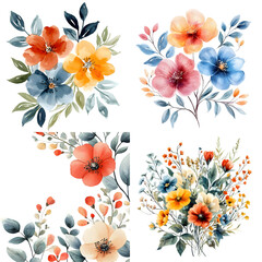 Obraz premium Watercolor floral isolated on a transparent background