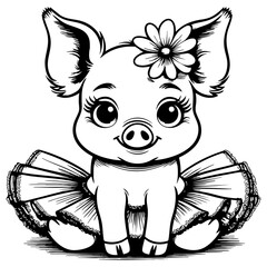 Pretty Piglet Dressed as Ballerina