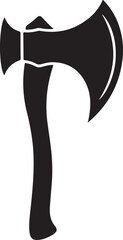 Medieval Battle Axe Black Silhouette Vector, Ancient Weapon Art & Warrior Design