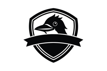 Raven emblem crest shield with ribbon heraldry symbol
