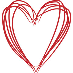 Fototapeta premium Hand Drawn Red Heart Shape Outlined On Transparent Background Simple Love Symbol For Valentines Day Celebration And Romantic Occasions
