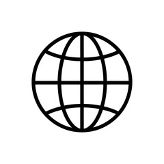 Vector illustration of black and white icon representing the globe or world