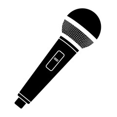 Vector illustration of black silhouette of a microphone