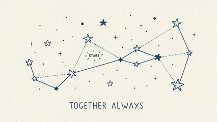Starry Sky Illustration with Text 'Together Always' Design