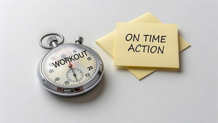Stopwatch with Workout Note on Sticky Paper for Time Management