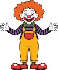 Fototapeta premium Smiling Cartoon Clown Character in Colorful Outfit