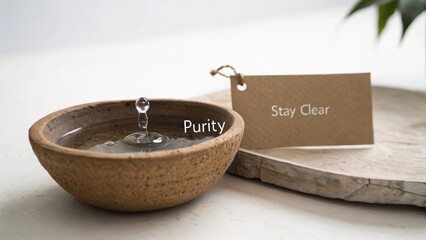 Tranquil Bowl of Water with Purity and Stay Clear Tag