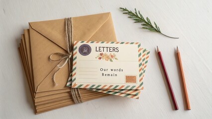 Vintage Letter Writing Stationery with Envelopes and Postcard Design