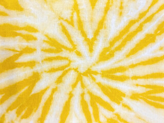 Close up Yellow and white tie-dye fabric textured background