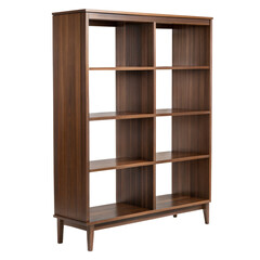Large mid-century modern bookcase in dark walnut wood with cube shelving
