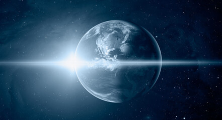 Planet Earth with a spectacular sunset "Elements of this image furnished by NASA"