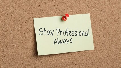 Sticky Note with Message on Corkboard to Inspire Professionalism