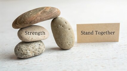 Strength and Unity Concept Using Stones for Teamwork and Support