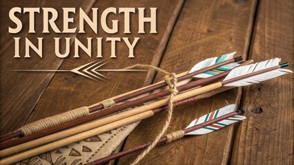 Strength in Unity with Decorative Arrows on Rustic Wooden Table