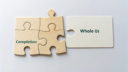 Wooden Puzzle Pieces Representing Completion and Unity Concept