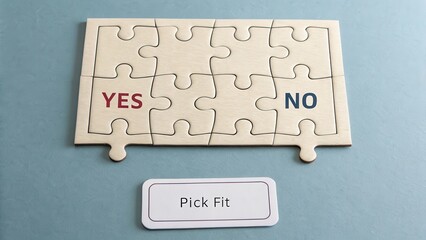 Wooden Puzzle Pieces Displaying Yes and No for Decision Making
