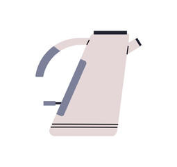 Electric kettle with water level. Modern tea pot for boiling, cooking hot beverages. Plastic teapot for preparing herbal drinks, coffee. Kitchen appliance. Flat isolated vector illustration on white