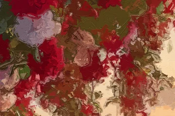 Fotobehang Bordeaux Various oil paintings, flowers, roses, peonies, landscapes, strawberries, forests, and mountainous areas  © Zhang