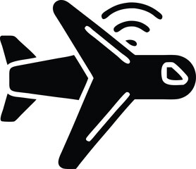 Airplane icon transmitting signals icon