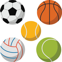 Obraz premium Set of various sport balls and equipment icons
