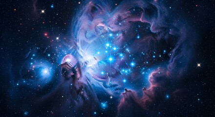 A breathtaking cosmic canvas unfolds in deep space, revealing a radiant nebula shimmering with celestial dust and countless stars, a mesmerizing spectacle of galactic formation and stellar beauty