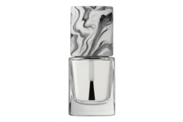 Clear nail polish bottle with marble effect cap