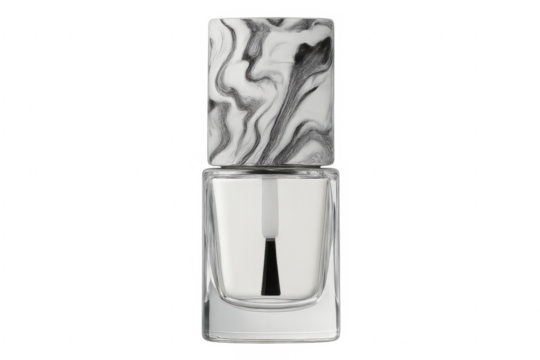 Clear nail polish bottle with marble effect cap
