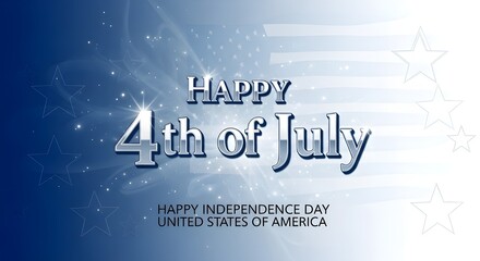 A patriotic design celebrating the 4th of july with a festive happy 4th of july message and a shimmering american flag backdrop