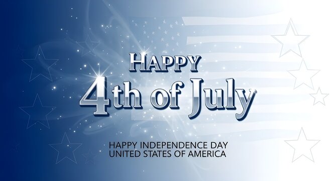 A patriotic design celebrating the 4th of july with a festive happy 4th of july message and a shimmering american flag backdrop