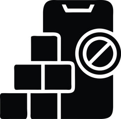Smartphone blocking with stacked blocks icon