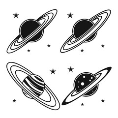 Fototapeta premium Vector art of set of saturn planet with ring space concept