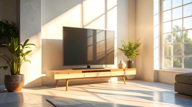 Modern living room with flat screen tv