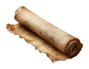 Ancient scroll unfurled historical context isolated on transparent background