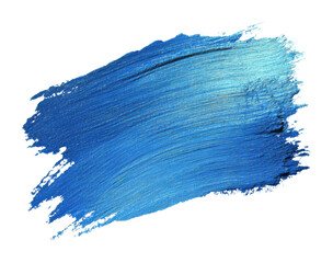 Creative brush stroke in blue paint abstract design isolated on transparent background