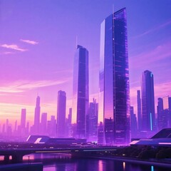 Obraz premium Futuristic cityscape at night