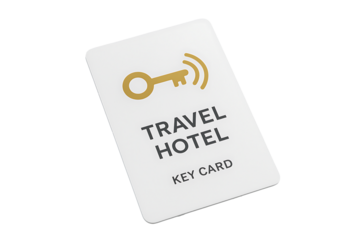 Hospitality and tourism security, smart room entry card, modern contactless pass, high‑resolution 3D render