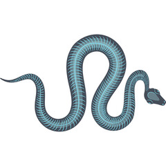 Stylized Pixel Art Serpent With Electric Blue Accents In A Curled Pose On A White Background Detailed Digital Illustration