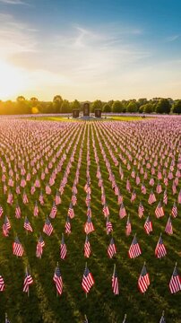 A Field of American Flags Honors Fallen Heroes on Veterans Day A Solemn Tribute to Their Sacrifice and Service
