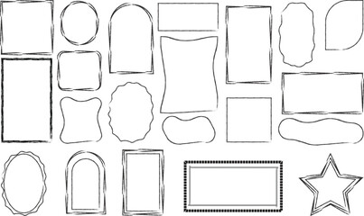 Collection of hand drawn black frames and borders