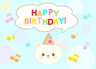 Happy Birthday Card with Cat and Musical Notes