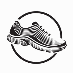 Stylish running sneaker logo design vector template for athletic fashion branding