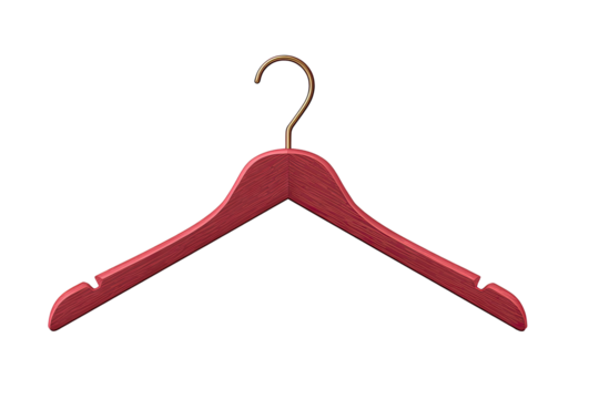 Red wooden hanger,  metal hook
