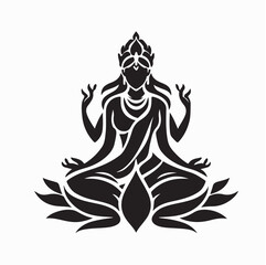 Divine Durga Lotus Meditation Vector Logo isolated on white background