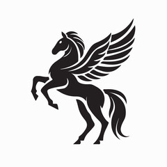 Majestic Winged Horse Logo Vector Design isolated on white background