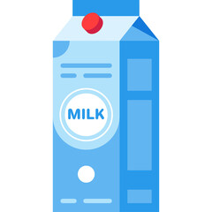 Tall Blue Carton of Milk with Red Cap Isolated on Transparent Background Vector Illustration