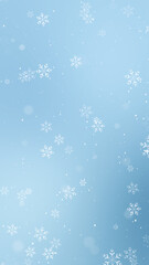 Fototapeta premium new year snowflakes and bokeh lights on blue background with shiny glitter stars,year and christmas holiday celebration vertical social media design element 