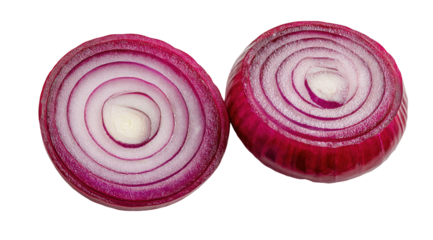 Two sliced red onions, concentric circles