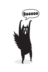 Cute Halloween Black Cat Screaming BOOOOO in Speech Bubble